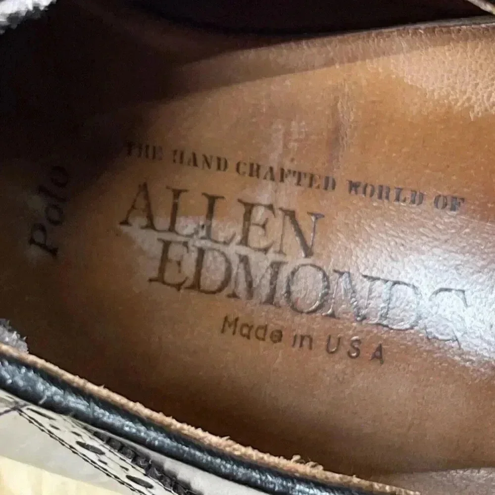 Allen Edmonds Polo Burgundy Black Leather Saddle Oxford Dress Shoe Size 9.5 A